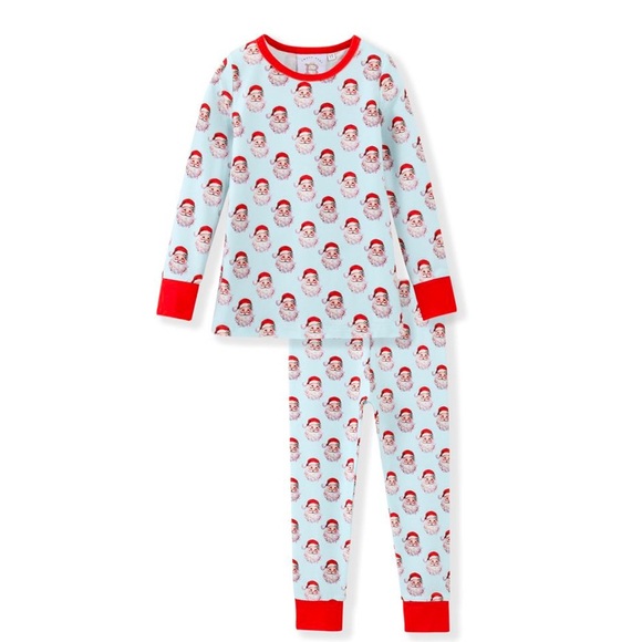 Santa Print Kids Pajamas - Red and White - Picture 1 of 4